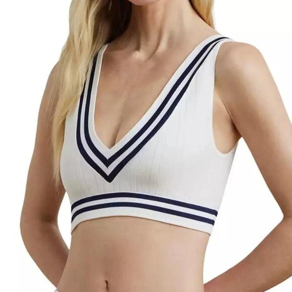 Lauren Ralph Lauren Cricket Cable-Texture Longline Bralette XL White NWT - Picture 1 of 7
